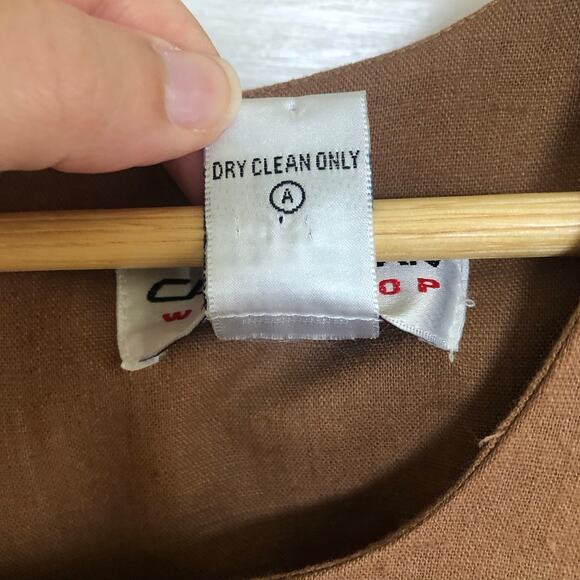 Carol Horn Vintage Sheath Linen Blend Dress Sz 10 Petite Brown 90s Minimalist - Picture 4 of 11